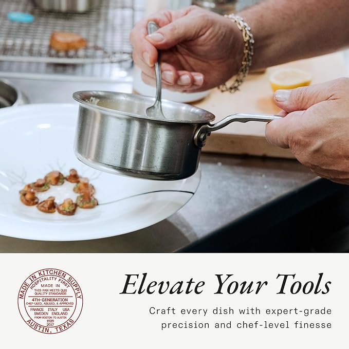 Made In Cookware - 3/4 Quart Stainless Steel Butter Warmer - 5 Ply Stainless Clad - Professional Cookware - Crafted in Italy - Induction Compatible