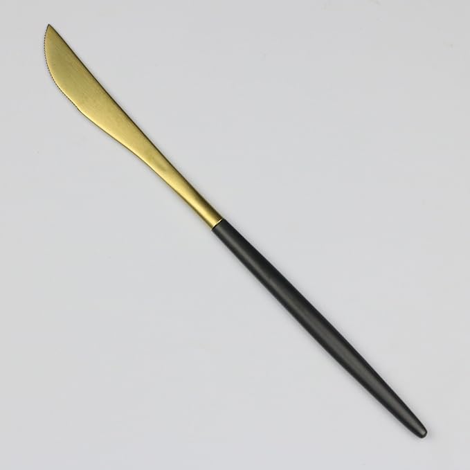 20-Pieces Luxury Black Handle Gold 18/10 Stainless Steel Flatware Set, Matte Finish, Service for 4