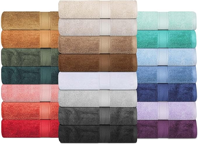 Superior Egyptian Cotton Pile Hand Towel Set of 4, Ultra Soft Luxury Towels, Thick Plush Essentials, Absorbent Heavyweight, Guest Bath, Hotel, Spa, Home Bathroom, Shower Basics, Turquoise