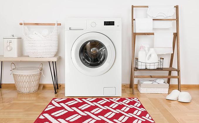 Nautica – Runner Rug | Indoor Runners for Hallways and Entry Rugs| Non-Slip and Non-Skid Entry and Kitchen Door Mat| Machine Washable Entryway Carpet Rugs | 26” x 45” | Chain Red