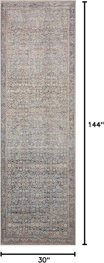 Loloi Adrian Collection ADR-04 Denim/Multi 2'-6" x 12'-0", .19" Thick Runner Rug