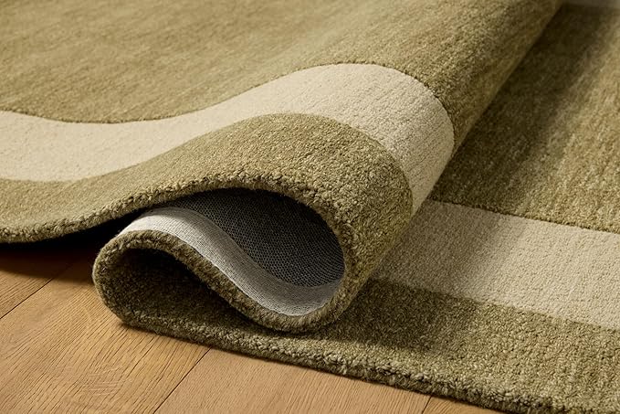 Loloi Leanne Ford Craven Collection CVN-01 Light Olive/Oatmeal 2'-6" x 9'-9" Runner Rug Geometrical, Patterned, Neutral, Hallway, Kitchen, Mudroom, and Bathroom