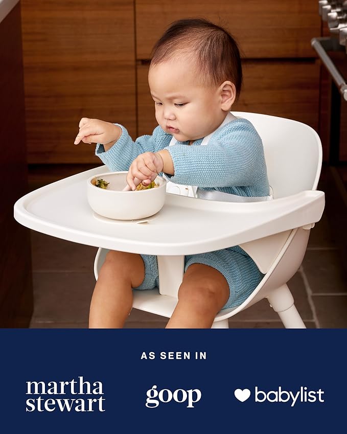 Lalo First Bites Starting Solids Silicone Baby Feeding Set with Suction Bowl, 2 Spoons and 1 Bib - 4-Piece Baby-Led Weaning Supplies - Non-Toxic Silicone Infant Tableware - Grapefruit