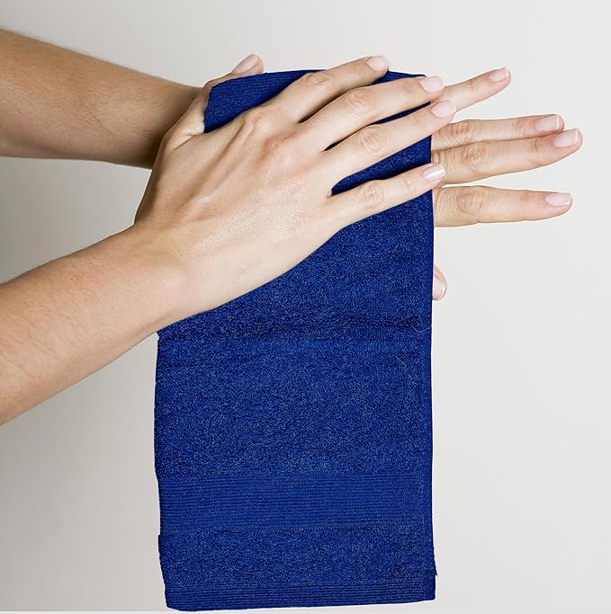 Premium Wash Cloths Pack of 12 (13" x 13") 100% Ring Spun Cotton | Luxury Washcloths | Ultra Soft Face Towels | Highly Absorbent Wash Cloths for face (Royal Blue)