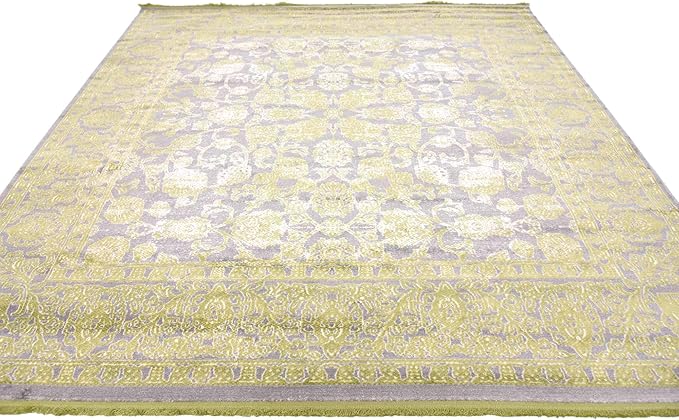 Unique Loom Traditional Classic Intricate Design Distressed Vintage Detail, Area Rug, 8' 0" x 8' 0", Light Green/Gray