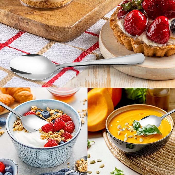 120 PCS Dinner Spoons Set - Windsor Stainless Steel Dinner Spoon 7.1 Inch with Dishwasher Safe Dessert Spoons, Metal Dessert Spoon, Silverware for Home, Kitchen or Restaurant