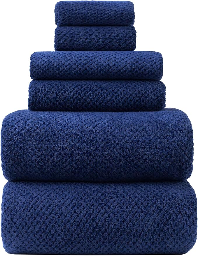 Oversized Bath Towels Extra Large 40x80 Inches Bath Sheets for Adults Super Soft Quick Dry Highly Absobent Microfiber Shower Towels (6 Piece,Navy Blue)