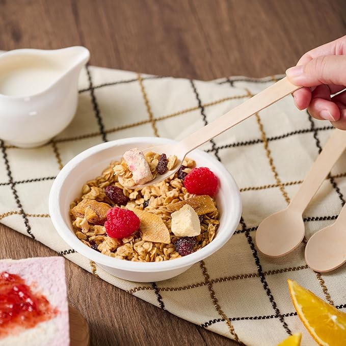 ECOLipak 300 Count Wooden Disposable Spoons, Compostable Wooden Spoons for Party, Camping, Traveling, Family Dinners