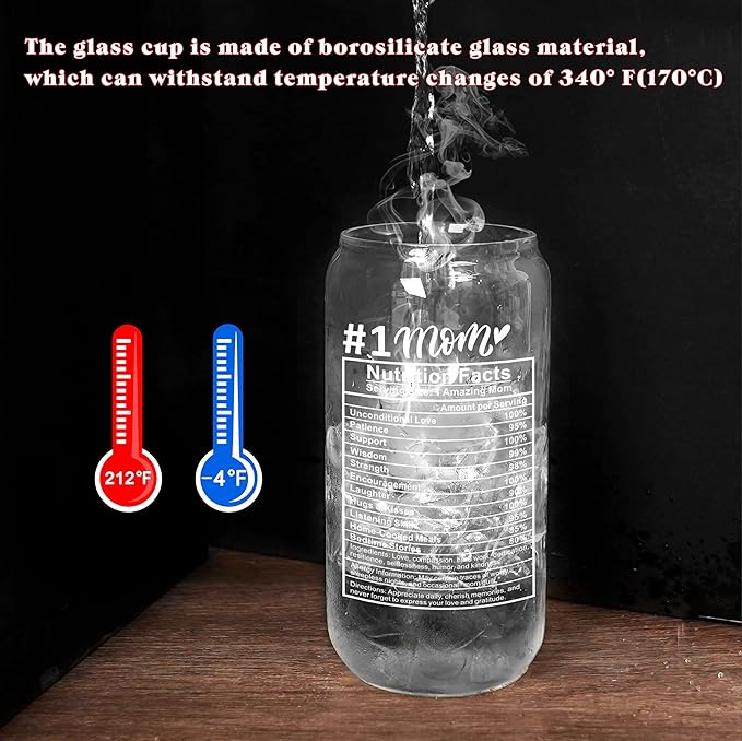 Mason Life Gift for Mom, Birthday Gifts for Mom, Mum Gifts for Women, Cute Glass Cups with Lids and Straw, Birthday Anniversary Present for Mommy from Daughter Son