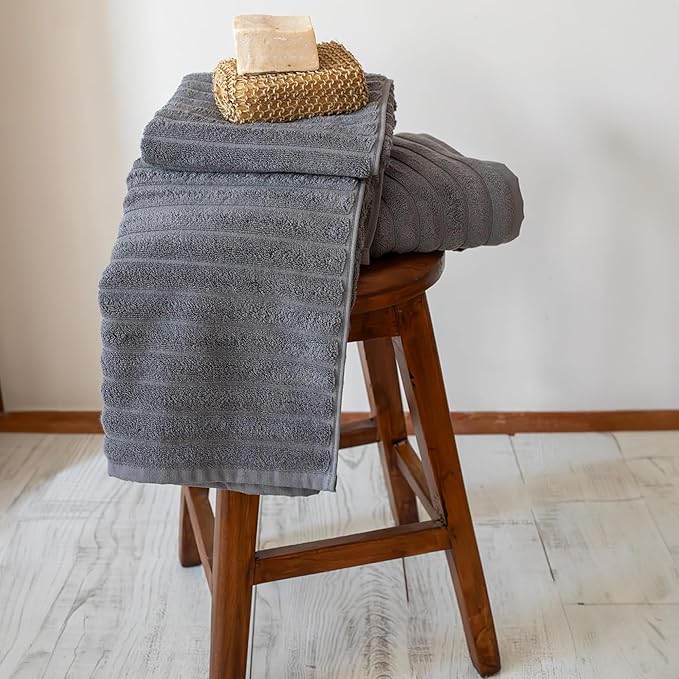 Classic Turkish Towels CTT - Premium 2 Piece Jumbo Bath Sheets, 100% Turkish Cotton, Absorbent & Ultra Comfy Bath Towel Sheets for Hotels & Spa | 40"x65" (Grey)