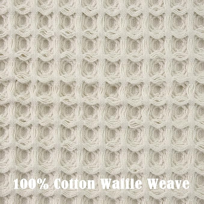 Jacquotha Waffle Hand Towels 5-Piece (Mist White) – Cotton, Quick Dry, Lint Free, 13” x 29”