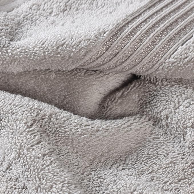 Superior Egyptian Cotton Bath Towel Set, Home Bathroom Towels, Master, Guest Bath, Decor Essentials, Quick Dry, Absorbent, Large Body Towels, Spa, Hotel, Resort, Adult, Kids, Set of 2, Silver