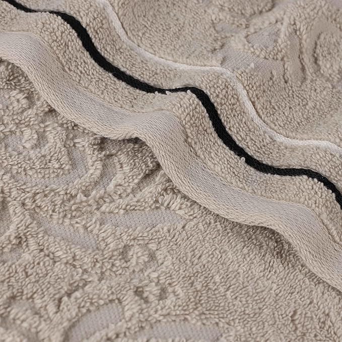 Superior Cotton Bath Towel Set, Large Plush Absorbent Body Towels, Luxury Soft Quick Drying, Shower, Spa, Hotel, Pool, Guest Bathroom, Home Essentials, Zero Twist, Assorted Floral Set of 4, Stone