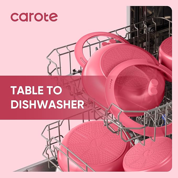 CAROTE 15pcs Pots and Pans Set Non Stick, Cookware Set Non Toxic with Detachable Handle, Induction Kitchen Cooking Set, Dishwasher/Oven Safe, RV/Camping Cookware