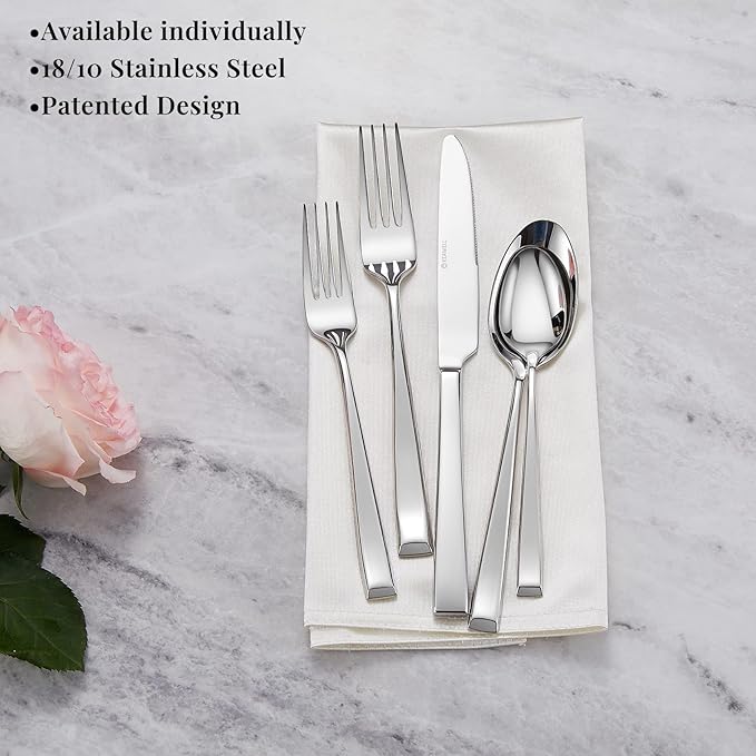KEAWELL Premium Imperial 4-Piece 7.5 inch Forks Set – Heavy Duty 18/10 Stainless Steel Flatware with Mirror Finish and Squared Edge, Dishwasher Safe for Elegant Dining (4, Salad Forks)