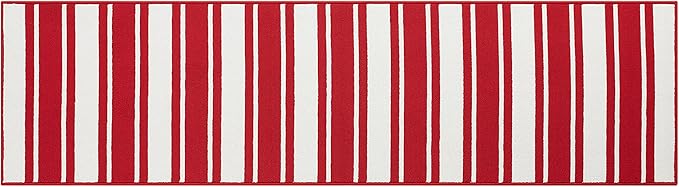 Nautica – Runner Rug | Indoor Runners for Hallways and Entry Rugs| Non-Slip and Non-Skid Entry and Kitchen Door Mat| Machine Washable Entryway Carpet Rugs |26” x 96” |Stripe Red