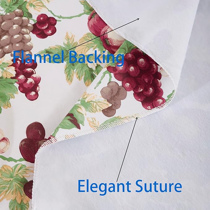 Walrus Heavy Duty Vinyl Tablecloth with Flannel Backing Waterproof Oil-Proof Plastic Table Cloth Stain-Resistant Wipeable Rectangle or Square Table Cover for Indoor and Outdoor (Fruits, 52x70 Inch)