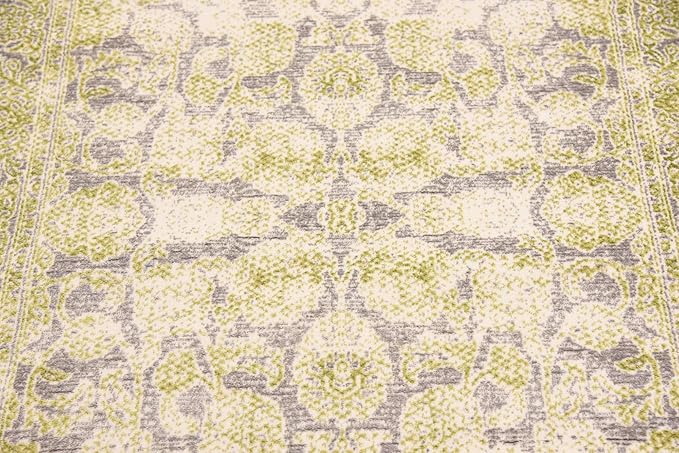 Modern Carved Vintage 3 feet by 5 feet (3' x 5') Arcadia Light Green Contemporary Area Rug