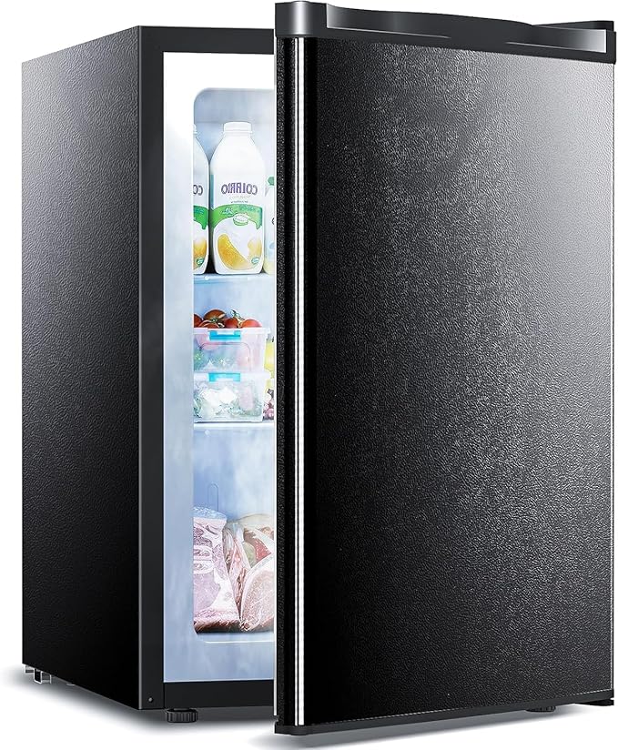 3.0 Cu.ft Upright Freezer, Small Mini Freezer with Adjustable Thermostat, Removable Shelves, Reversible Single Door, for Bedroom/Home/Dorms/Apartment, Black
