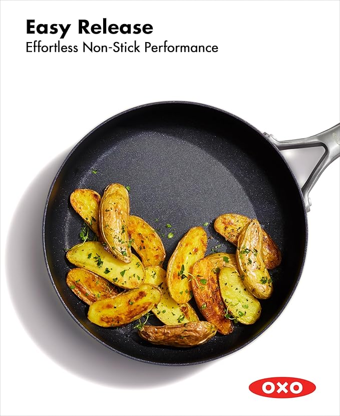 OXO Professional 3QT Saute Pan Jumbo Cooker with Lid, Hard Anodized Ceramic Nonstick Cookware PFAS-Free, Stainless Steel, Induction Suitable, Diamond Reinforced Coating Dishwasher and Oven Safe, Black