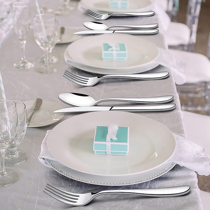 LIANYU Heavy Duty Silverware Cutlery Set, 20-Piece Stainless Steel Flatware Set For 4, Heavy Weight Eating Utensils Tableware, Mirror Polished, Dishwasher Safe