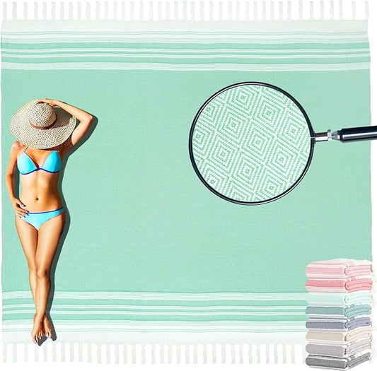 Oversized Turkish Beach Towel Blanket Cotton Giant XL Sandproof Towels Huge Linen XXL Extra Large Big Throw Quilt Blankets for Adults Cloud Travel Camping Glamping Accessories Essentials