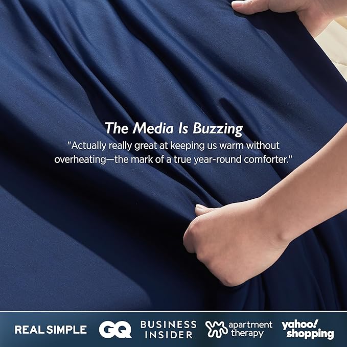 Breescape Cooling Comforter Queen Size - BlendTek™ Q-Max>0.46 Tech, Breathable Blanket for Hot Sleepers & Night Sweats Relief, Premium Lightweight Summer Bedding, 96x96 Inches, Twilight Blue