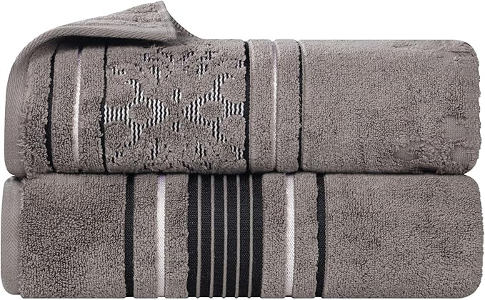 Superior Cotton Bath Sheet Set, Zero Twist, Oversized Large Absorbent Body Towels, Luxury Soft Drying, Shower, Spa, Hotel, Pool, Guest Bathroom, Home Essentials, Assorted Floral Set of 2, Charcoal