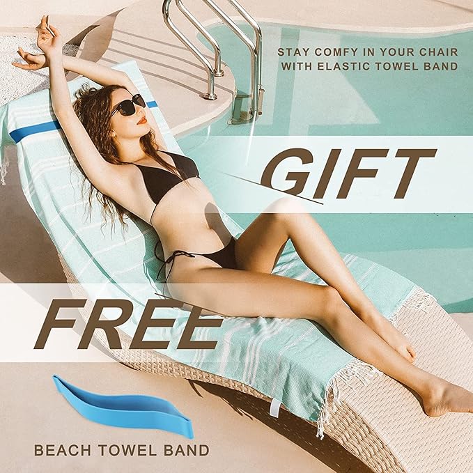 4 Packs Turkish Beach Towel Bathroom Bath Towels Set Bulk Soft Cotton Extra Large Sand Resistant Fast Drying Compact Packable Lightweight Sandrpoof Repellent Anti Repels Foldable Chamois