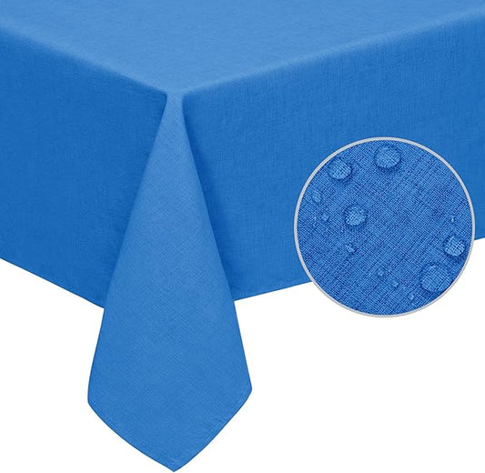 Easy-Going Faux Linen Waterproof Spill-Proof Tablecloth Stain Resistant Rectangle Table Cloth Wrinkle Free Decorative Fabric for Kitchen, Dining, Party, Weddings, Restaurants (52x70 in, Royal Blue)