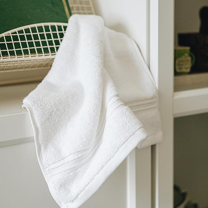 Milara Turkish Super-Plush Bathroom Hand Towels Set 2-Piece | Premium Cotton Hand Towels Set Absorbent, Durable with Hanging Loops | White Color Hand Towel, (16 x 30 Inches)