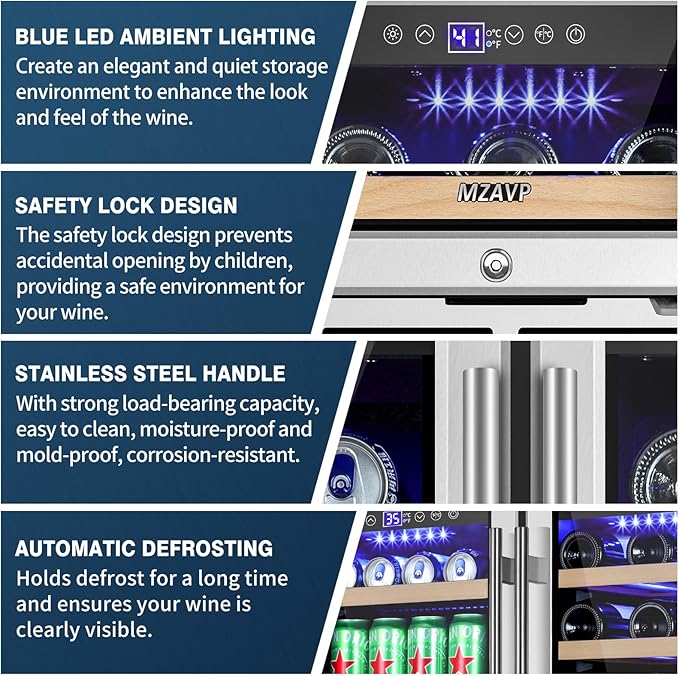 30 Inch Wine and Beverage Refrigerator, Dual Zone Wine Fridge with Quiet & Upgraded Cooling System, Large Capacity Beverage Cooler, Built-In or Freestanding, Holds 30 Bottles and 110 Cans