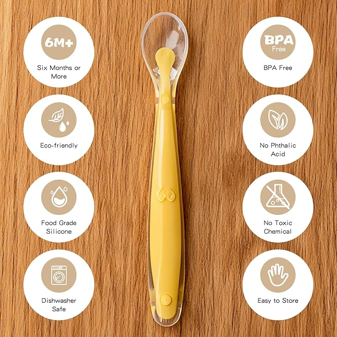 Silicone Baby Spoons for Baby Led Weaning, Spoons with Storage Box，Feeding Spoons for First Stage Baby Dishwasher Safe (Blue)