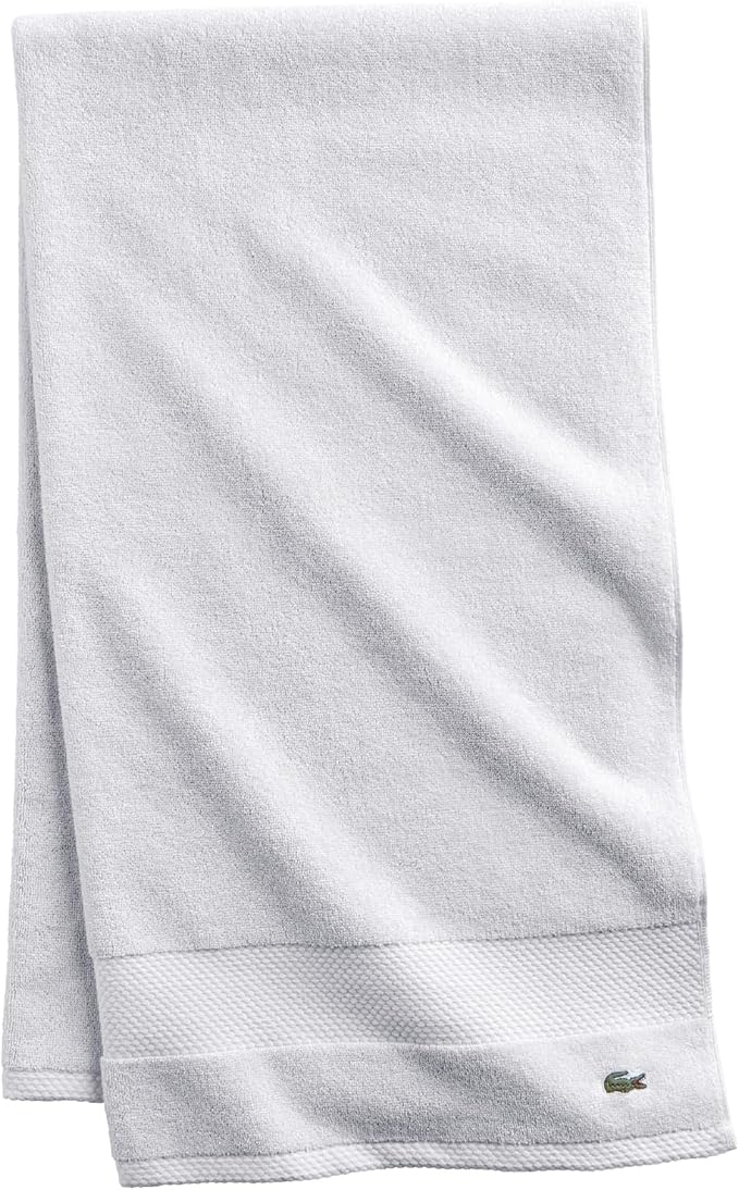 Lacoste Heritage 100% Supima Cotton Bath Towel, White, 30" x 54" – Highly Absorbent & Quick Drying, Premium Super Soft Bath Towel, Bathroom Essential, Gift for All Occasions, Machine Washable