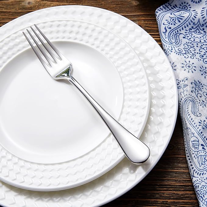 KEAWELL Premium Fine Verona 8-Piece 8 inch Fork Set – 18/10 Stainless Steel, Heavy-Duty Mirror-Finished Silverware for Elegant Everyday Dining and Entertaining (8, Dinner Forks)