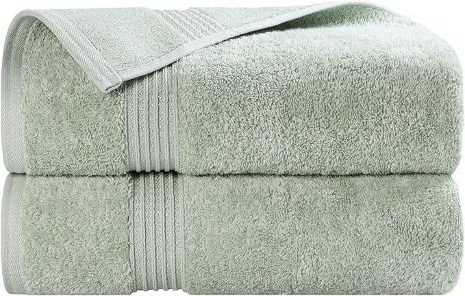 Superior Egyptian Cotton Bath Towel Set, Home Bathroom Towels, Master, Guest Bath, Decor Essentials, Quick Dry, Absorbent, Large Body Towels, Spa, Hotel, Resort, Adult, Kids, Set of 2, Sage