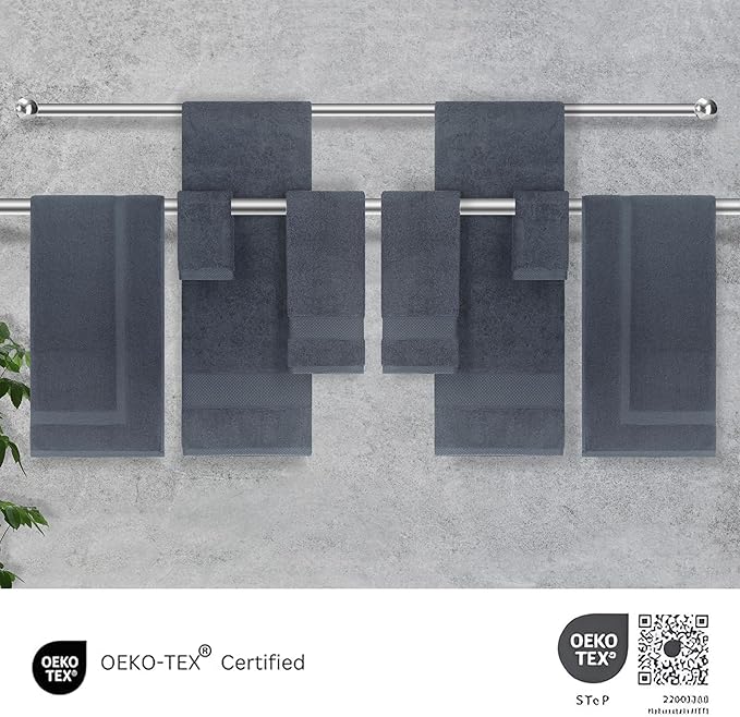 Towels Beyond - 8 Piece Luxury Towel Set, 100% Turkish Cotton, Includes 2 Bath Towels, 2 Hand Towels, 2 Washcloths & 2 Bath Mats, Highly Absorbent & Comfy Towels for Hotels & Spa | (Grey)