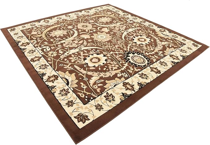 Unique Loom Espahan Collection Area Rug - Cape Cod (7' 10" Square, Brown/ Beige)