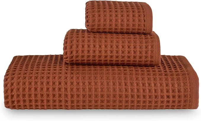 sea me at home Waffle Bath Sheet Set, 100% Turkish Cotton, Includes 1 Bath Sheet, 1 Hand Towel, 2 Face Towels