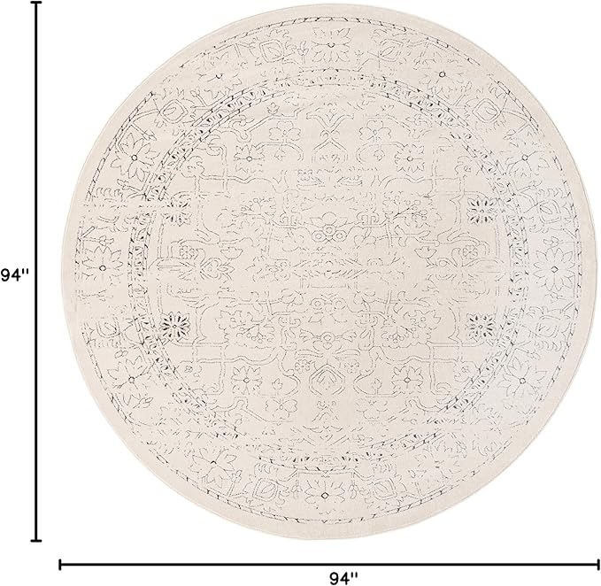 Unique Loom Isabella Collection Area Rug - Adjani (7' 10" Round, White/ Blue)