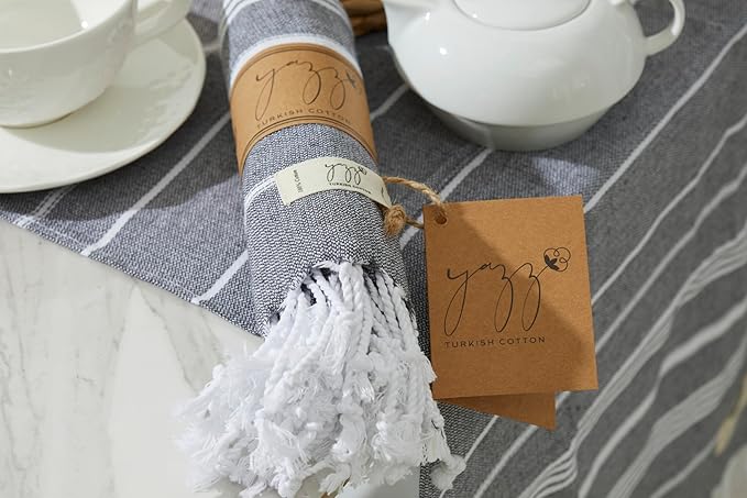 Hand Towels - Set of 2, 18" x 30" inches, Cotton, Decorative Peshtemal Cotton Hand Towels for Kitchen, Bath, Guest, Face, Hair, Gym, Yoga, Dishcloth, Travel (Anthracite)