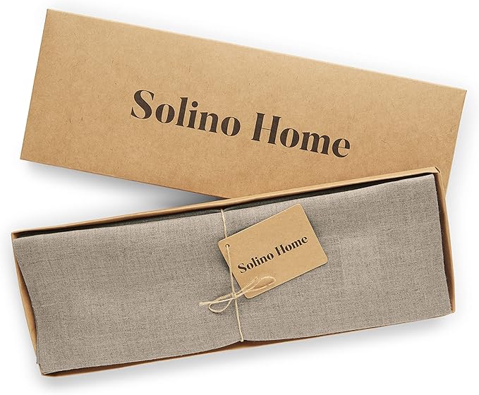 Solino Home Linen Natural Placemats Set of 6-100% Pure Linen Placemats 14 x 19 Inch for Holiday, New Year - Fete