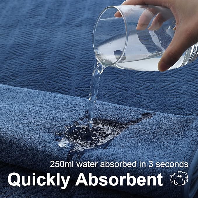 CHINO Bathroom Towel Set,35x70 Inch Bath Sheets Towels for Adults,Jumbo Bath Towels Extra Large Quick Dry Towel Soft Absorbent Oversized Towels Microfiber Shower Towels Hotel Spa (4 Pcs Navy Blue)