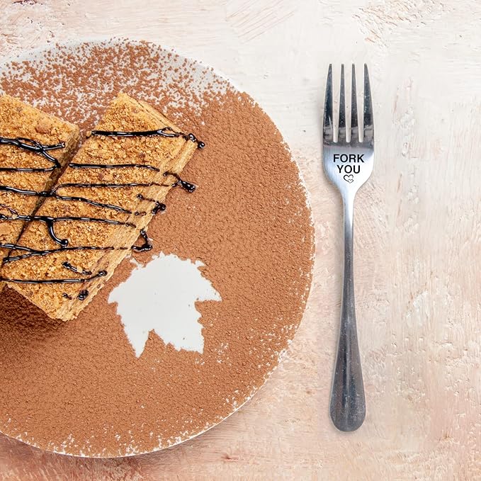 Fork You,Funny Engraved Stainless Steel Fork,Food Dessert Lovers Gifts,Forks Gift,New Home Gifts,Funny Kitchen Gift for Man Woman,Dinner Dessert Fork with Gift Box