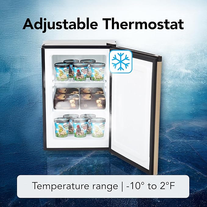 Whynter Upright Freezer with Lock, 2.1 Cu. Ft. Small Freezer Mini Freezer for Bedrooms, Dorms, Garages, Offices, CUF-210SS, Rose Gold