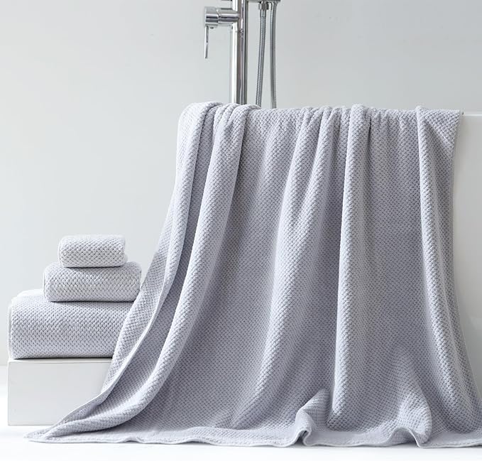 40x80 Inches Bath Sheets Towels for Adults Oversized Bath Towels Extra Large Luxury Super Soft Absorbent Quick Dry Microfiber (Gray, 2PCS)