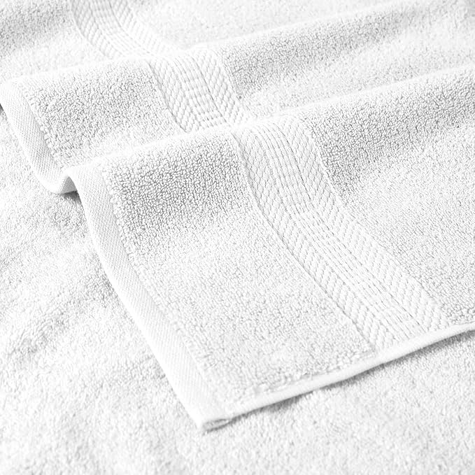Modern Threads 6-Piece Rayon from Bamboo & Cotton Blend Towel Set - Ultra Soft & Absorbent, White