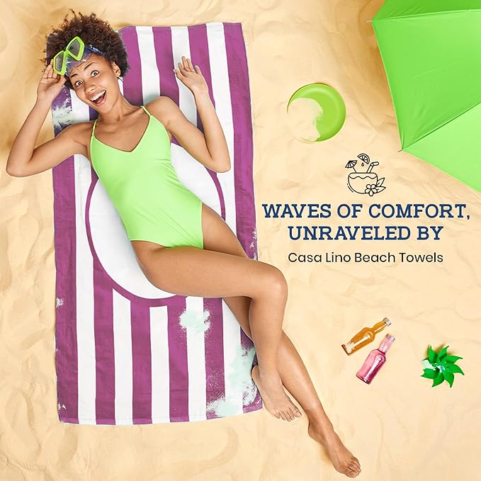 Casa Lino Large Beach Towel Set - Beach Towels Oversized - Highly Absorbent & Quick Dry Pool Towels - Soft 100% Cotton Large Bath Towel Set - 60" x 30" - Pack of 4 - (Camelia Pink)