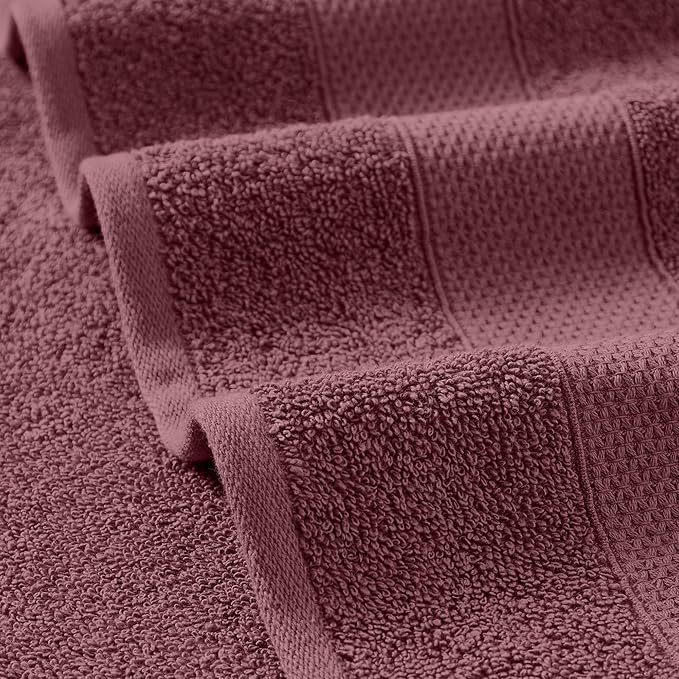 Modern Threads Pax 6-Piece Reversible Yarn Dyed Jacquard Towel Set - Bath Towels, Hand Towels, & Washcloths - Super Absorbent & Quick Dry - 100% Combed Cotton, Rosewood