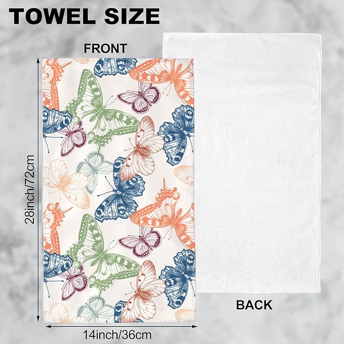 Watercolor Butterfly Hand Towel for Bathroom Set of 2 Hand Bath Towels Soft Absorbent Decorative Towels for Bathroom Kitchen Yoga Home Decor 14 x 28 in